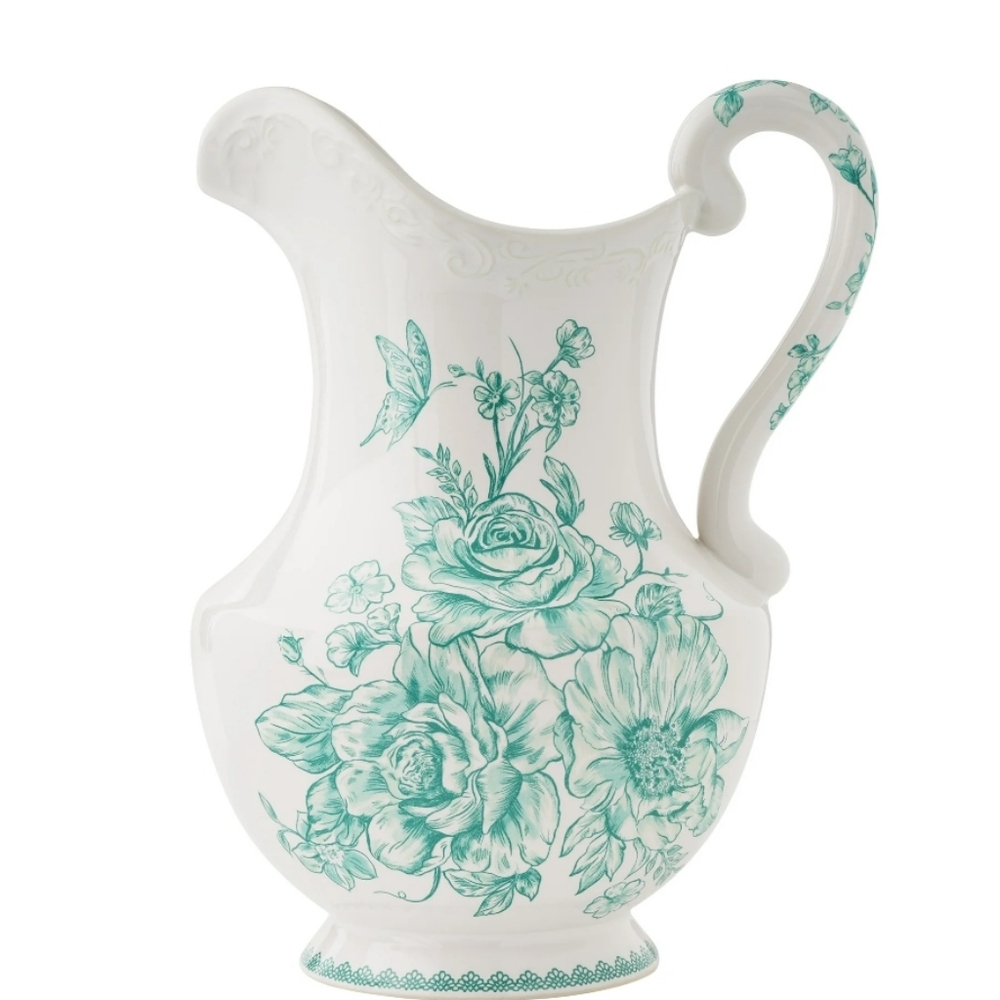 ❤️ New 2025 The Pioneer Woman Agatha  Green Serveware 2 Quart Pitcher